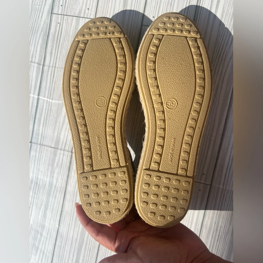 Verbenas Stylish Beige Espadrille Leather flats, Made in Spain Size US 8 EU 39 - Picture 5 of 6